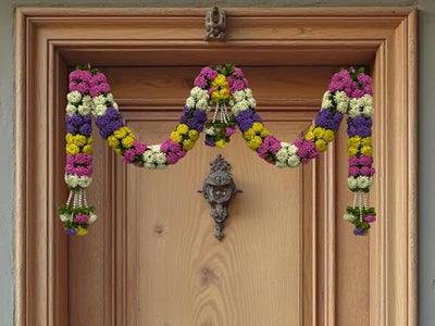 Multi-Colour Hanging Artificial Flower Toran for Main Door Entrance, Reusable Thoran for Pooja Mandir, Living Room & Home Décor, Bandarwal for Festival Decoration (48x22 inch)