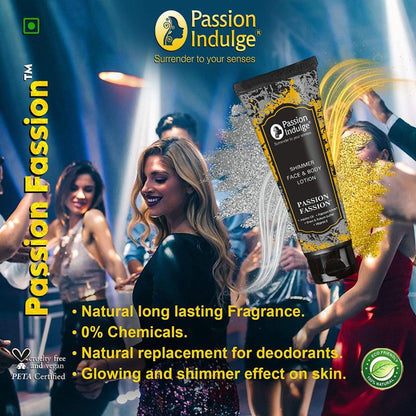 Passion Indulge Passion Fassion Gold and Silver Shimmer Face and Body Lotion with Vitamin E