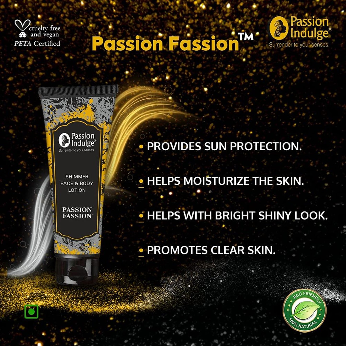 Passion Indulge Passion Fassion Gold and Silver Shimmer Face and Body Lotion with Vitamin E