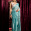 Women's Chiffon Blue Solid Celebrity Saree With Blouse Piece