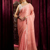 Women's Chiffon Peach Solid Celebrity Saree With Blouse Piece