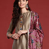 Indyancart IE Floral Embroidered Thread Work Kurta with Trousers & With Dupatta