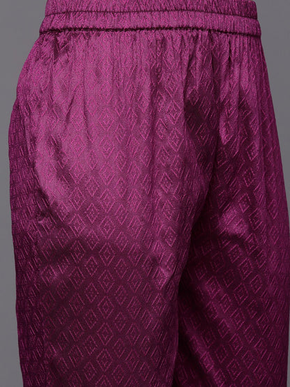 Indyancart VA Women's Floral Yoke Design Regular Sequinned Kurta with Trousers & With Dupatta