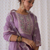 Dhiyona IE Floral Embroidered Round Neck Thread Work Kurta with Trousers & Dupatta
