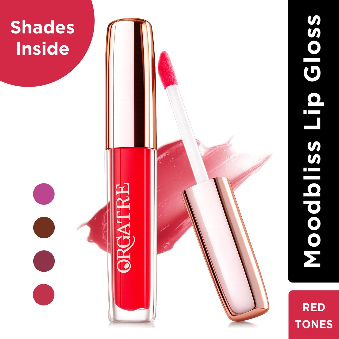 Orgatre Lip Gloss Fuller Plumped Lips With Instant Shine & Glossy Finish - Red Tones