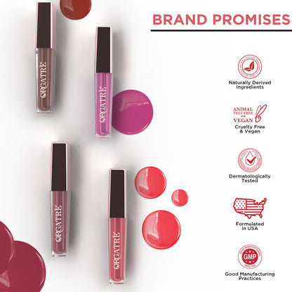 Orgatre Lip Gloss Fuller Plumped Lips With Instant Shine & Glossy Finish - Red Tones