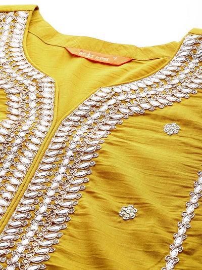 Indyancart IE Women Ethnic Motifs Embroidered Gotta Patti Kurta with Trousers & Dupatta