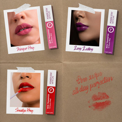 PERPAA Beauty Power Stay Matte Liquid Lipstick - Set Of 2 - Pinkmaroon