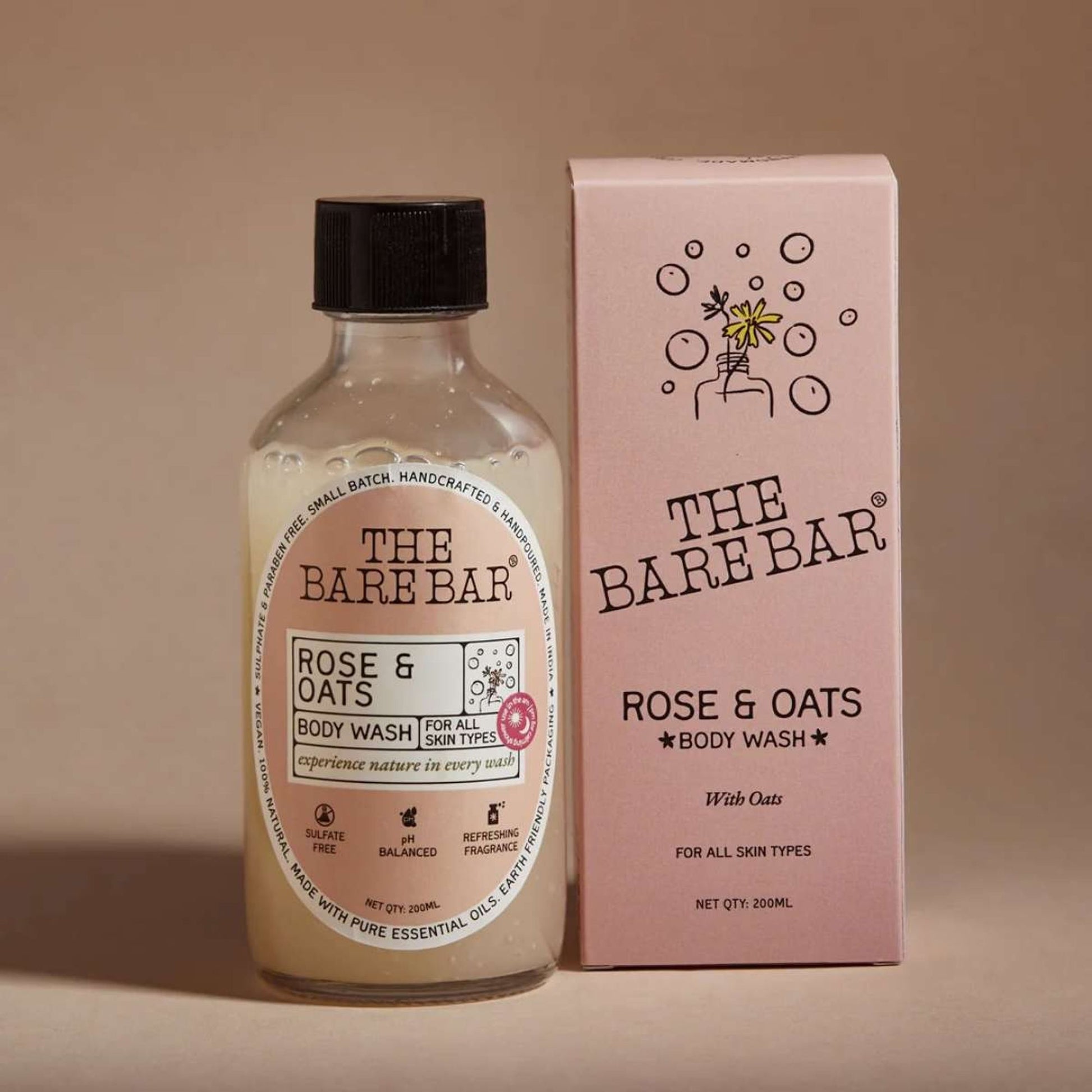 THE BARE BAR Rose And Oats Body Wash