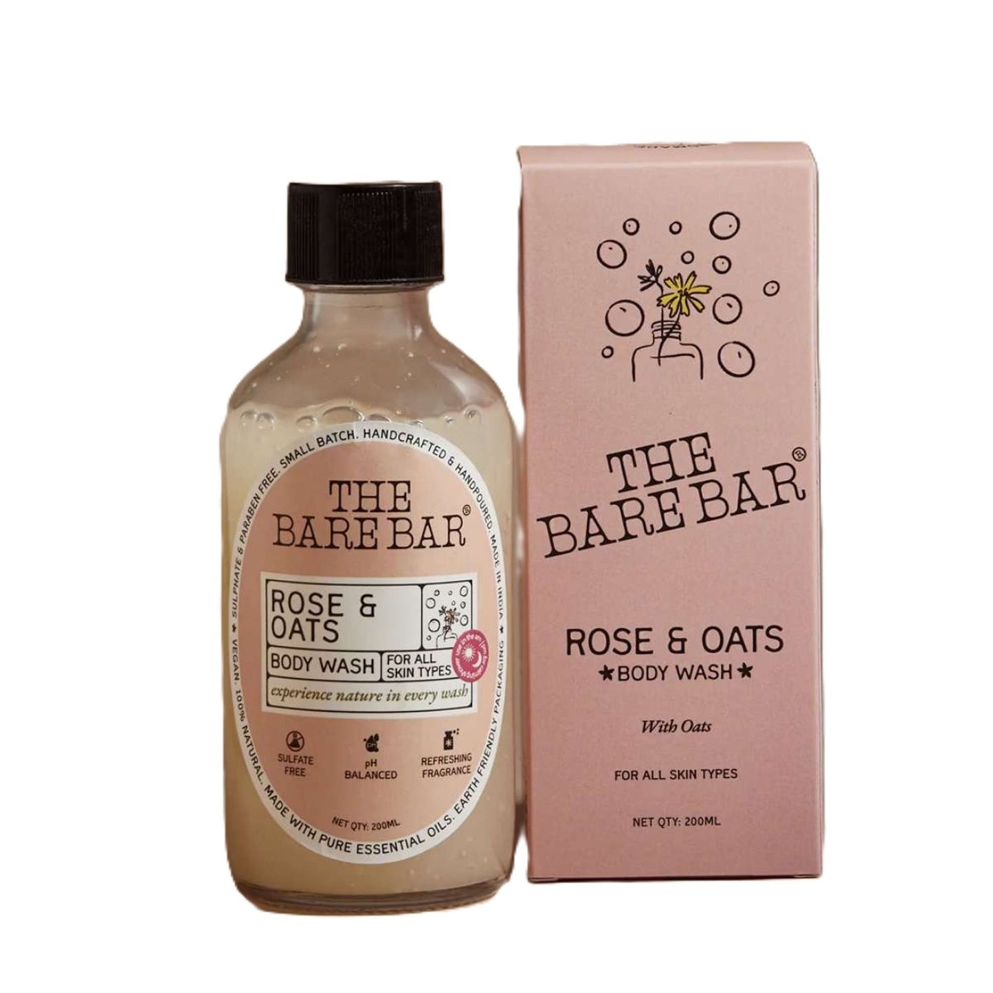 THE BARE BAR Rose And Oats Body Wash