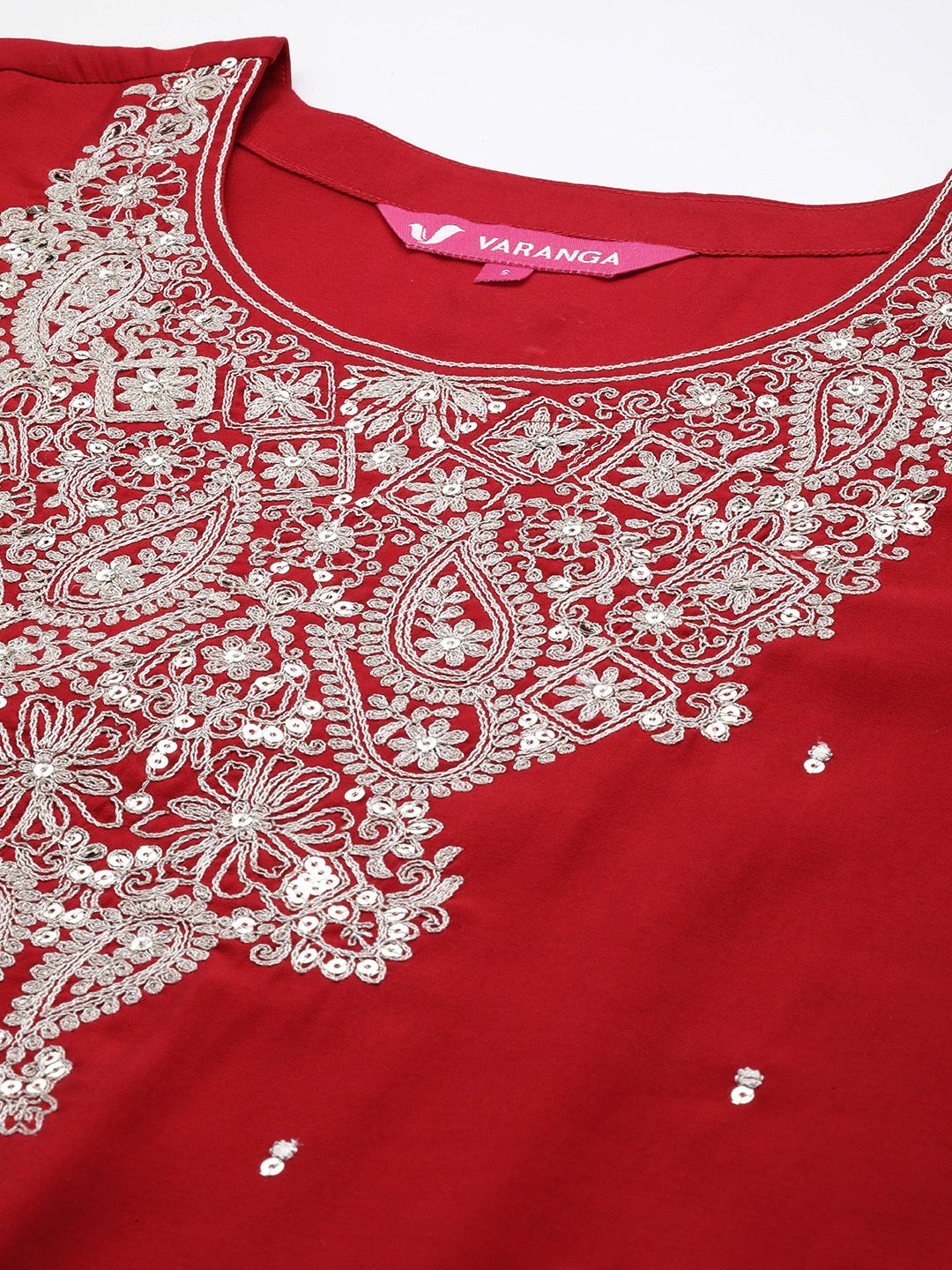 Indyancart VA Women'sPaisley Embroidered Zari Kurta with Trousers & Dupatta