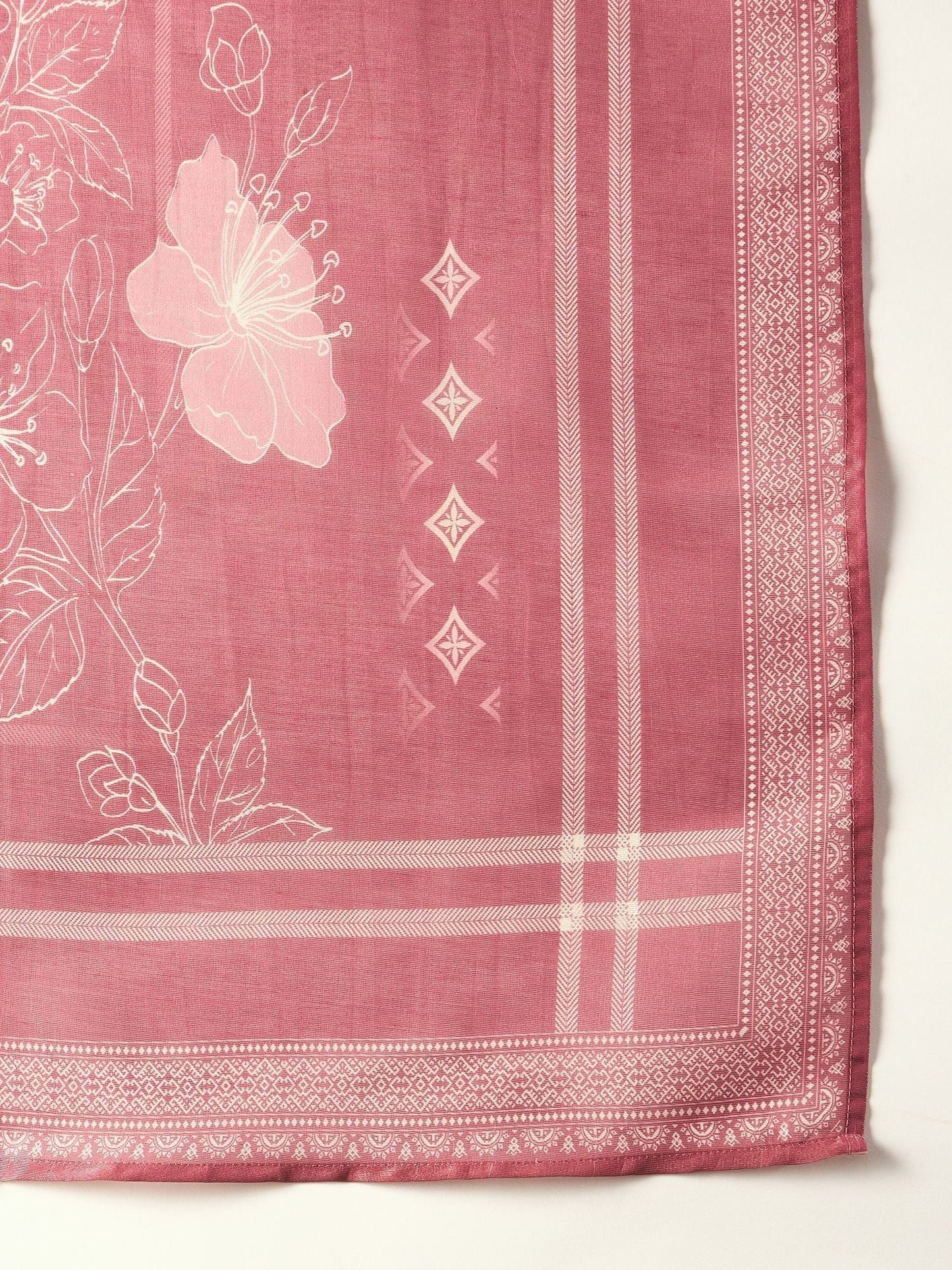 Dhiyona IE Floral Printed Sequinned Straight Kurta With Trousers And Dupatta