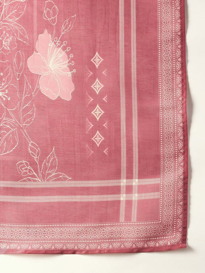 Dhiyona IE Floral Printed Sequinned Straight Kurta With Trousers And Dupatta