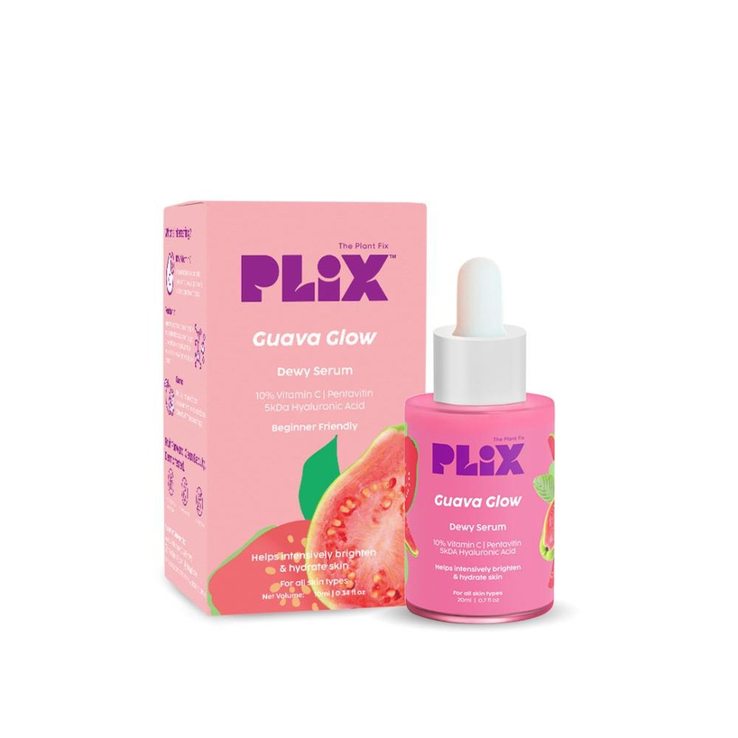PLIX 10% Vitamin C Guava Face Serum for Skin Brightening & Even tone with Hyaluronic acid & Pentavitin