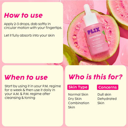 PLIX 10% Vitamin C Guava Face Serum for Skin Brightening & Even tone with Hyaluronic acid & Pentavitin