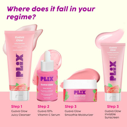 PLIX 10% Vitamin C Guava Face Serum for Skin Brightening & Even tone with Hyaluronic acid & Pentavitin