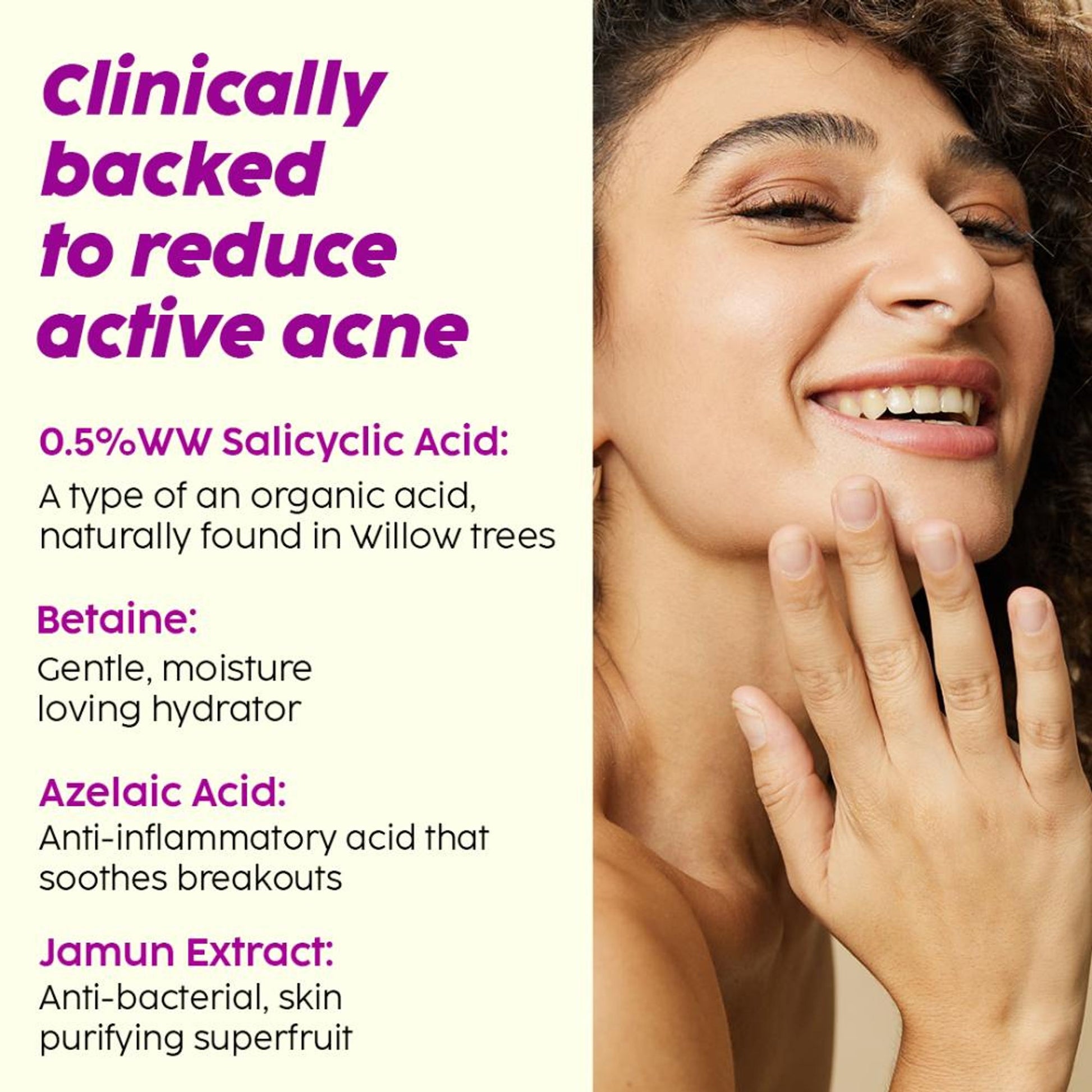 Plix 0.5% Salicylic Acid Jamun Face Wash Cleanser For Active Acne & Oil Control, Acne Breakouts
