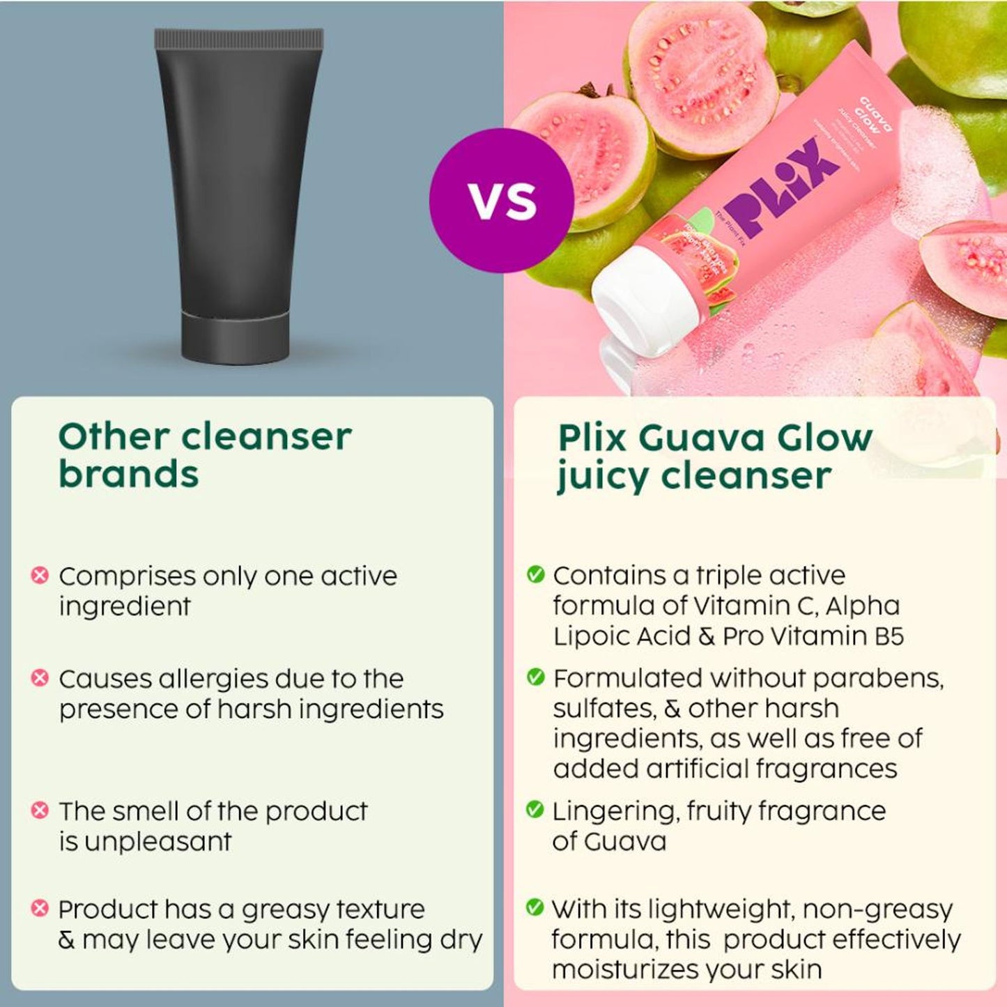 Plix Vitamin C Face Wash Cleanser For Skin Brightening, Pro Vit B5 & Alpha Lipoic Acid For Skin Glow