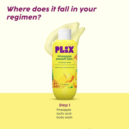 Plix Pineapple 5% Lactic Acid Body Wash Exfoliates Dry, Rough & Strawberry Skin With Deep Cleansing