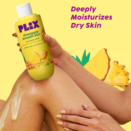 Plix Pineapple 5% Lactic Acid Body Wash Exfoliates Dry, Rough & Strawberry Skin With Deep Cleansing