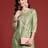 Indyancart IE Floral Embroidered Thread Work Kurta with Trousers