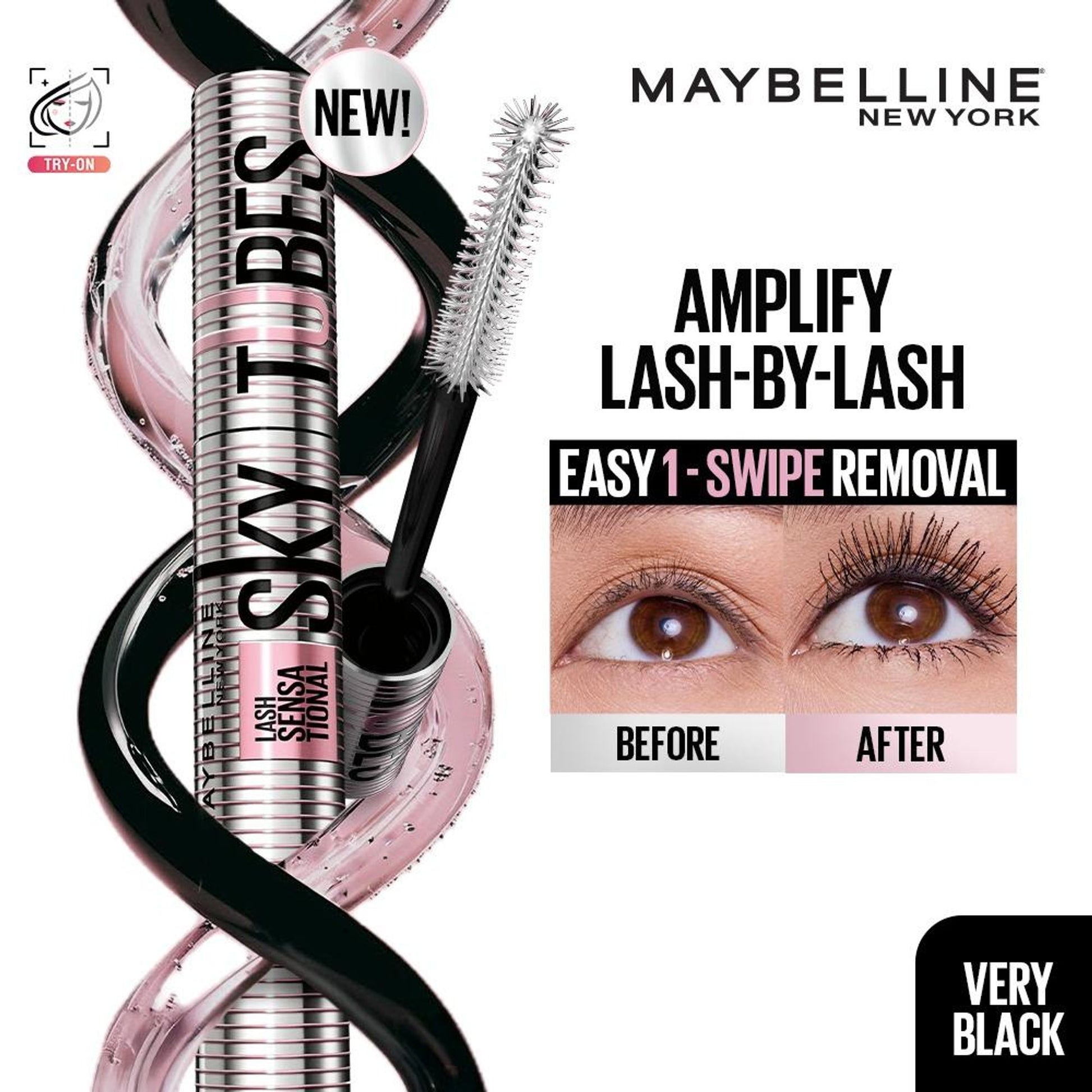 Maybelline New York Lash Sensational Sky Tubes Tubing Mascara - Very Black