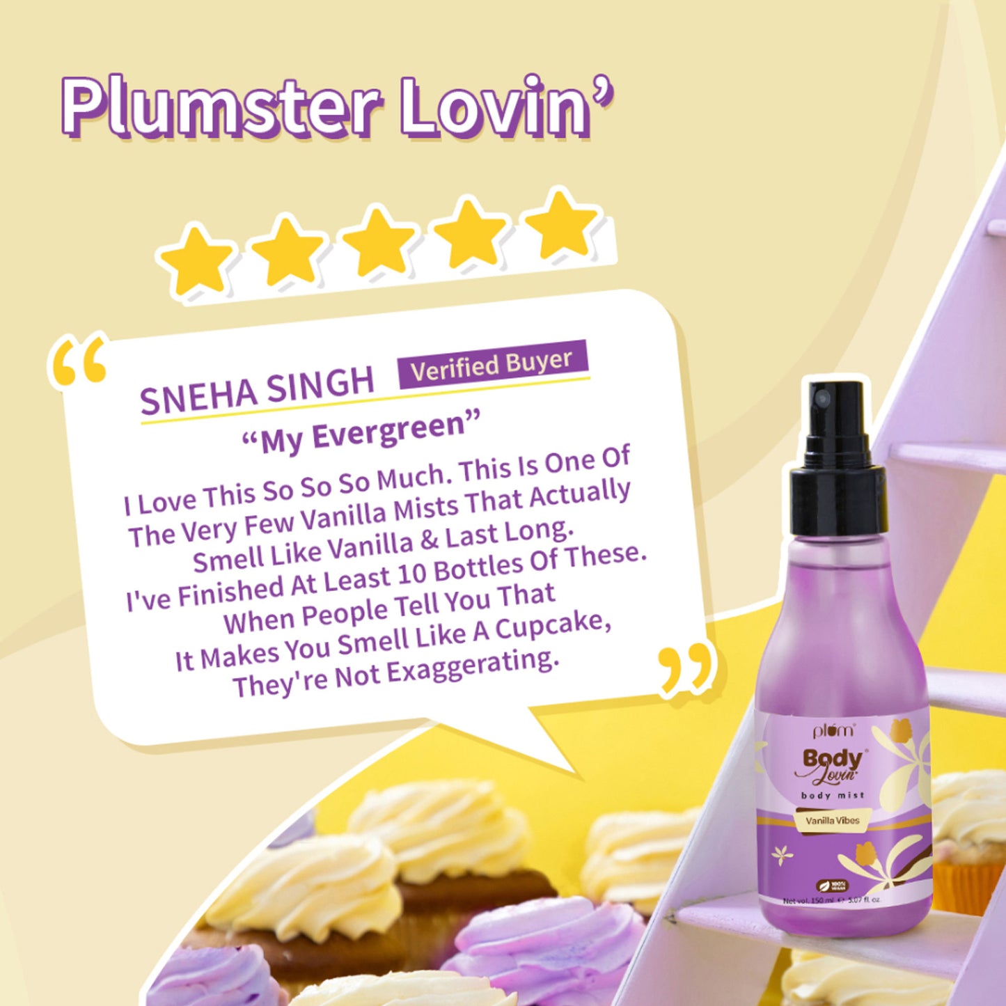 Plum BodyLovin Vanilla Vibes Body Mist For A Long Lasting Vanilla Fragrance