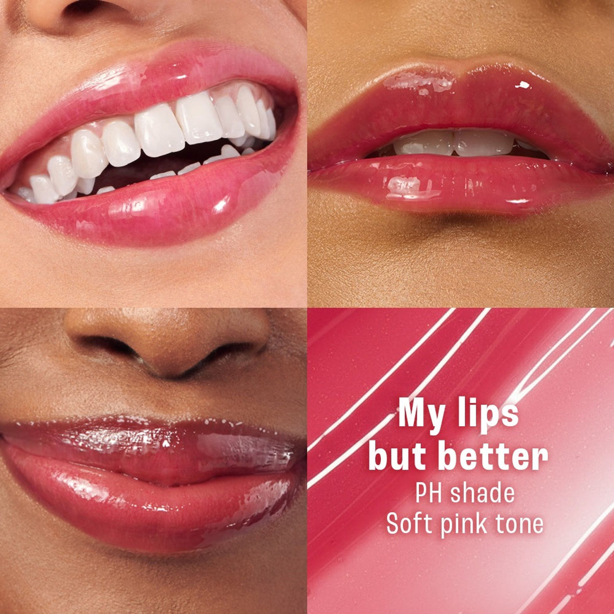 Lakme 9to5 HyaGloss Powerplump Lip Oil applied on lips, showcasing glossy finish and natural color enhancement.