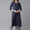 Dhiyona IE Women Navy Blue Geometric Printed Kurta