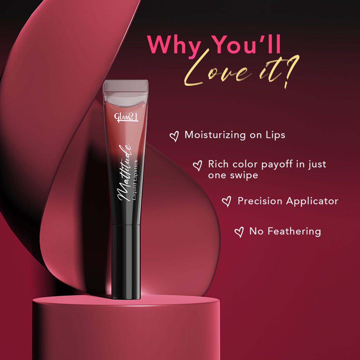 GLAM21 Mattitude Liquid Matte Lipstick - Velvet Maroon
