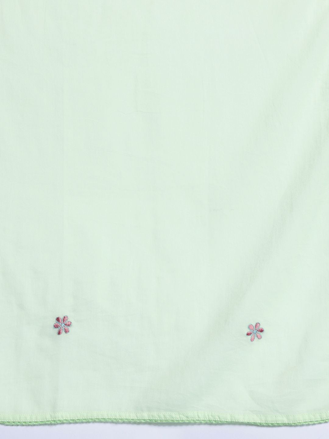 Indyancart IE Floral Embroidered Pleated Thread Work Pure Cotton Kurta with Trousers & Dupatta