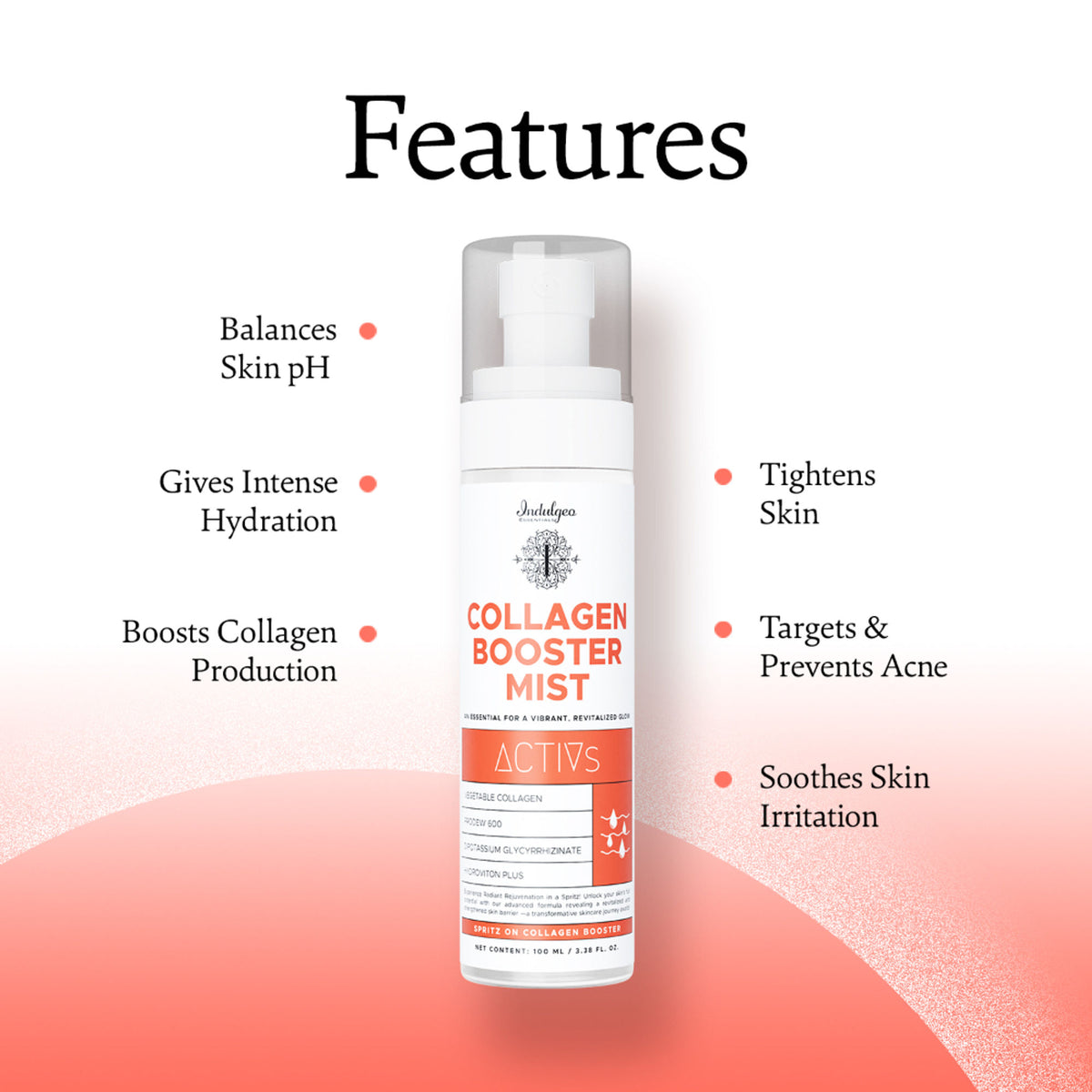 Indulgeo Essentials Collagen Booster Mist With Vegetable Collagen With Anti Aging Benefits