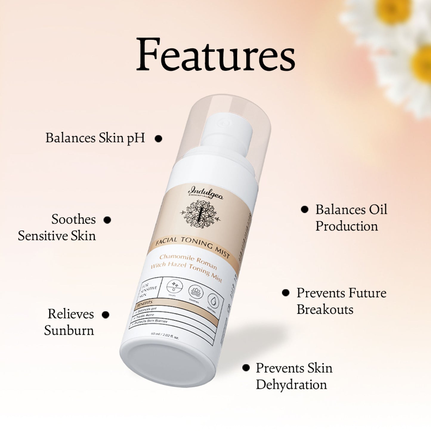 Indulgeo Essentials Chamomile Roman Witch Hazel Toning Mist/Toner For Sensitive Skin
