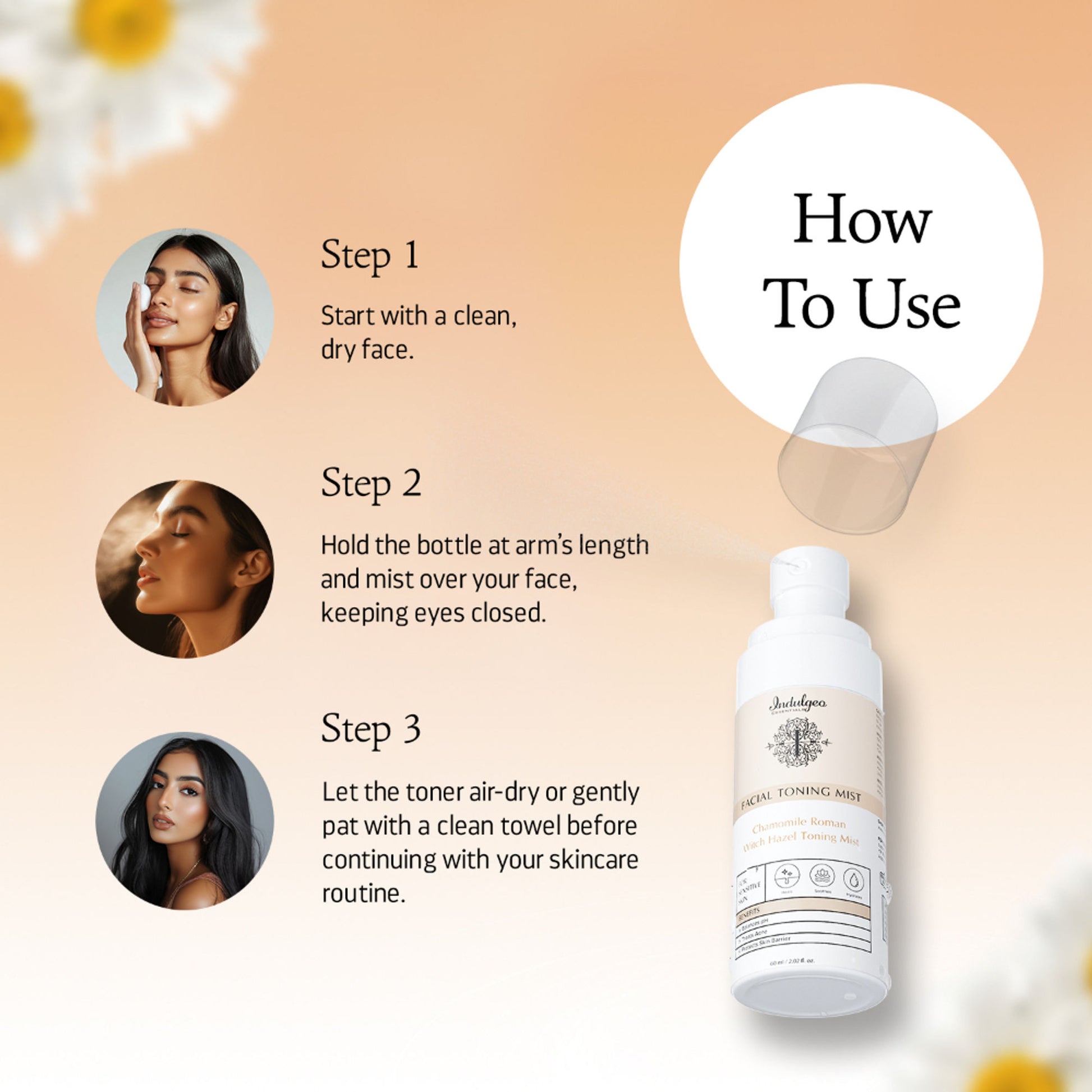 Indulgeo Essentials Chamomile Roman Witch Hazel Toning Mist/Toner For Sensitive Skin