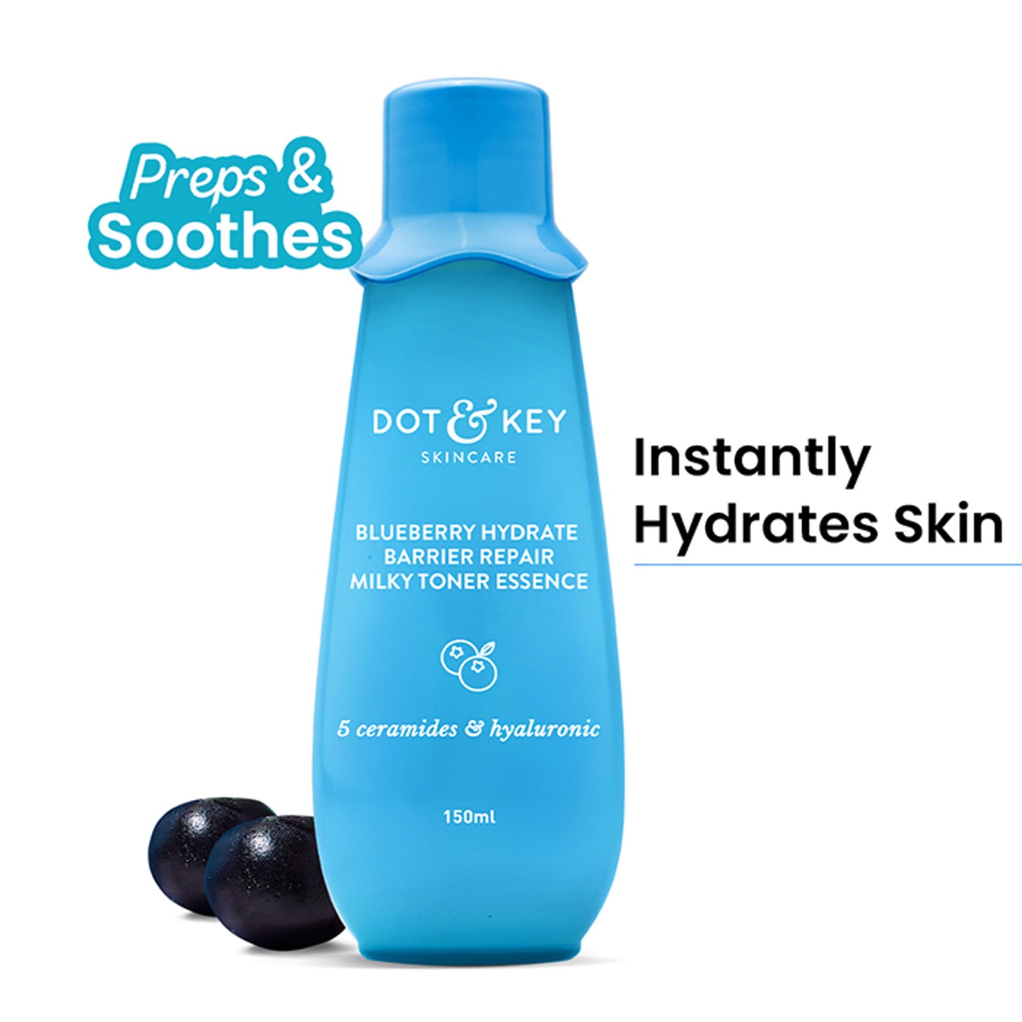 Dot & Key Blueberry Hydrate Barrier Repair Milky Toner Essence, With 5 Ceramides & Hyaluronic