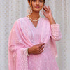 Indyancart IE Women Ethnic Motifs Embroidered Regular Chikankari Pure Cotton Kurta with Trousers & With Dupatta