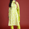 Dhiyona IE Floral Printed Thread Work Pure Cotton Kurta With Trousers & Dupatta