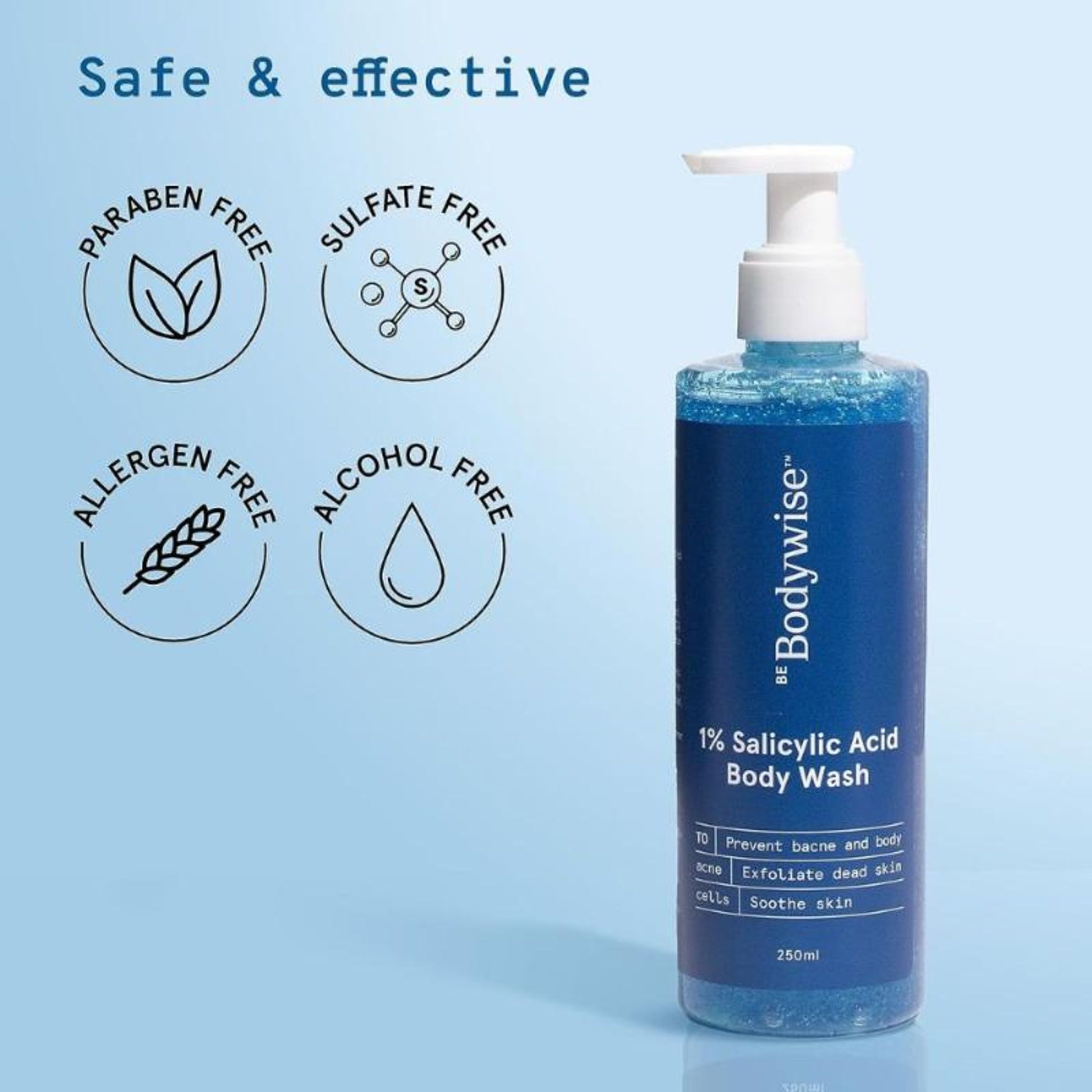 Be Bodywise 1% Salicylic Acid Body Wash - Prevents Body Acne - SLS & Paraben Free - Pack of 2