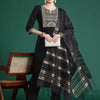 Dhiyona IE Yoke Design Zari Liva Kurta With Trousers & Dupatta