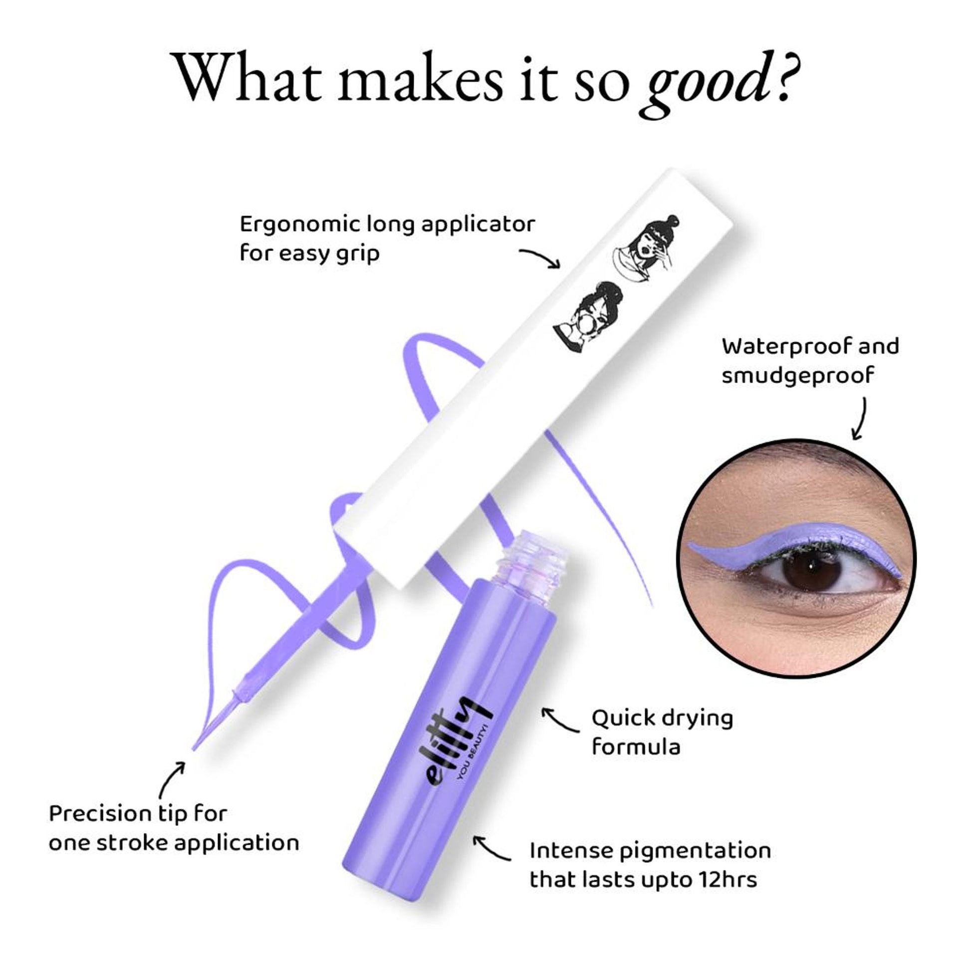 Elitty Matte Pop Coloured Eyeliner - Lilac Dreams