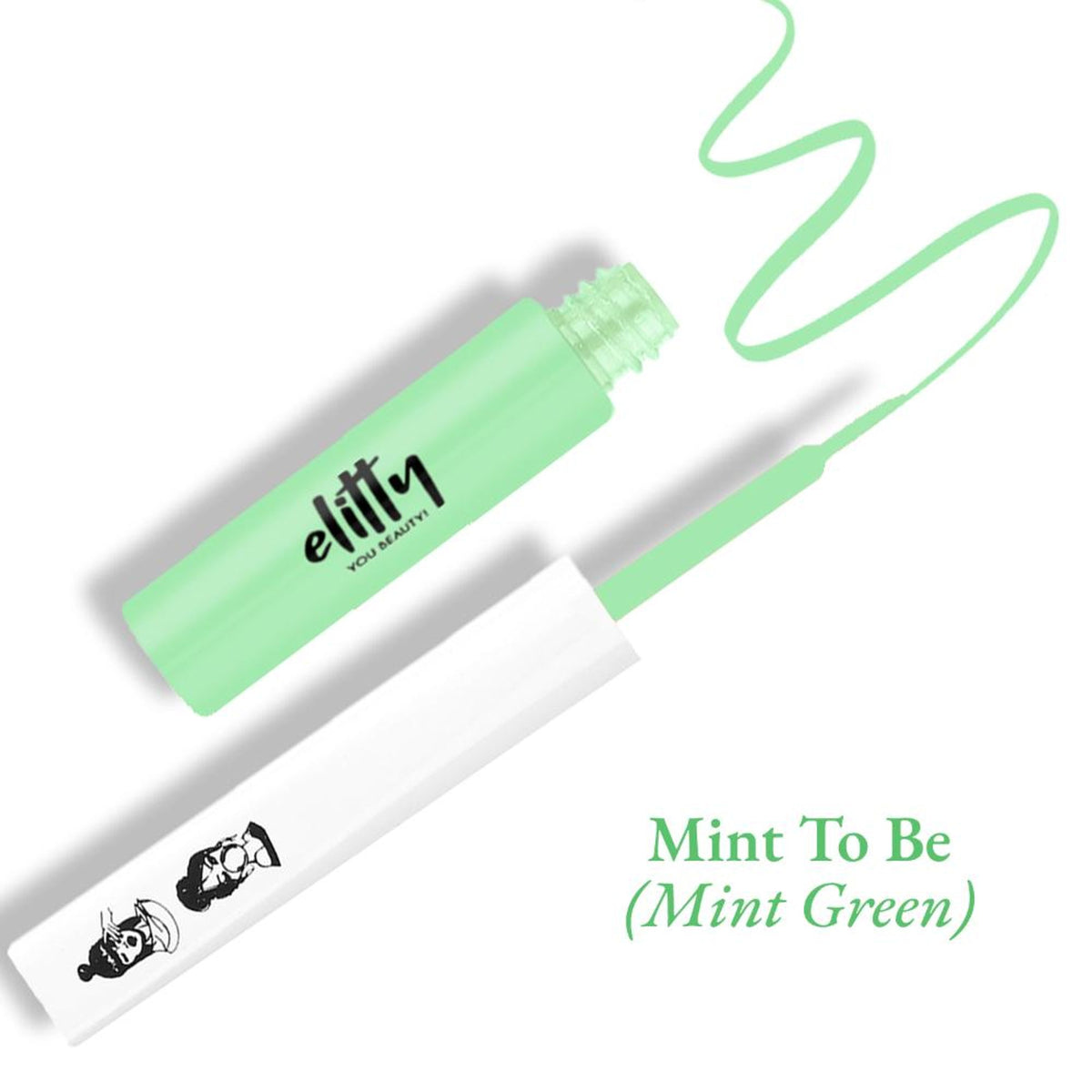 Elitty Matte Pop Coloured Eyeliner in Mint To Be Matte, close-up of the vibrant mint green eyeliner pencil on a neutral background.