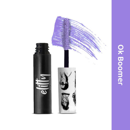 Elitty Eye Gotta Feeling Pop Lush Lashes Mascara in black, showing the mascara tube and wand with volumizing lash application.