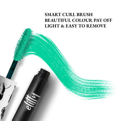 Elitty Eye Gotta Feeling Pop Lush Lashes Mascara tube with black brush and packaging, showcasing vibrant branding.