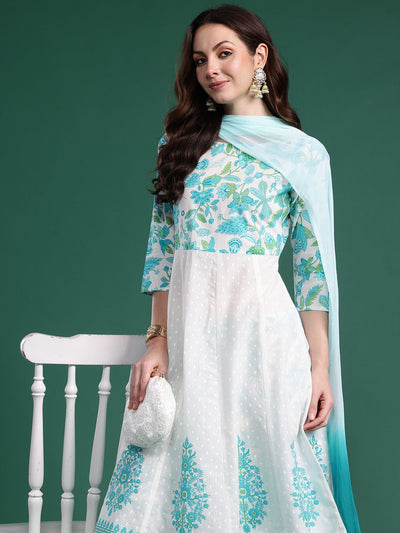 Indyancart IE Women Floral Printed Regular Pure Cotton Kurta Set