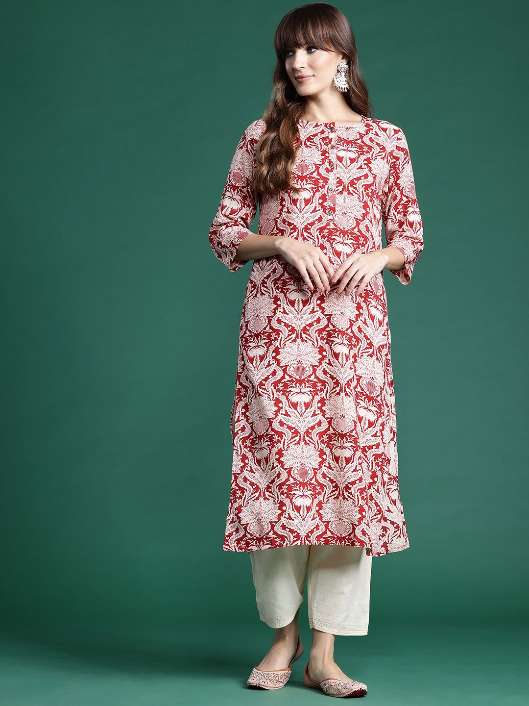 Indyancart IE Floral Printed Kurta
