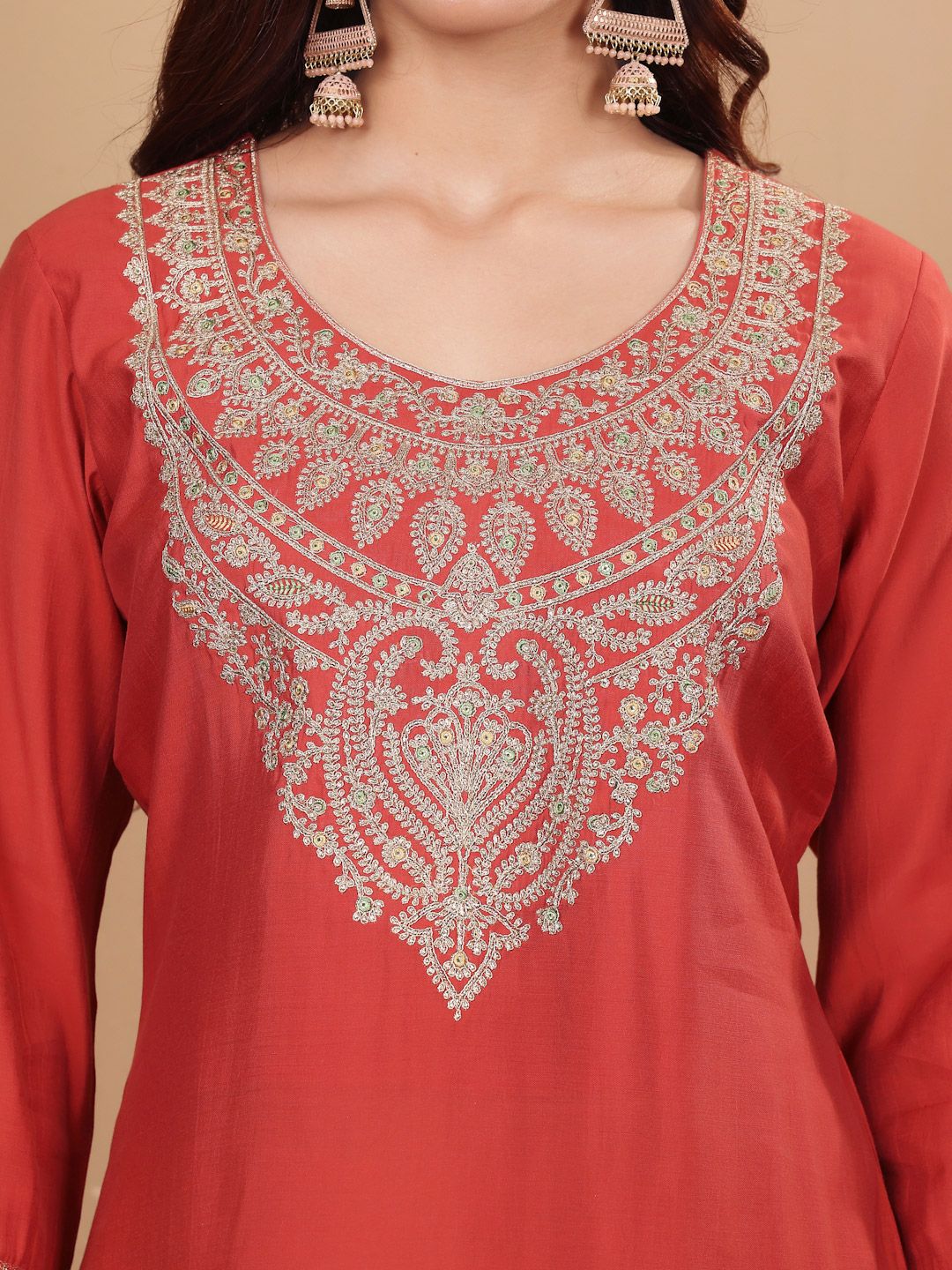 Indyancart VA Women Embroidered Regular Kurta with Palazzos & With Dupatta