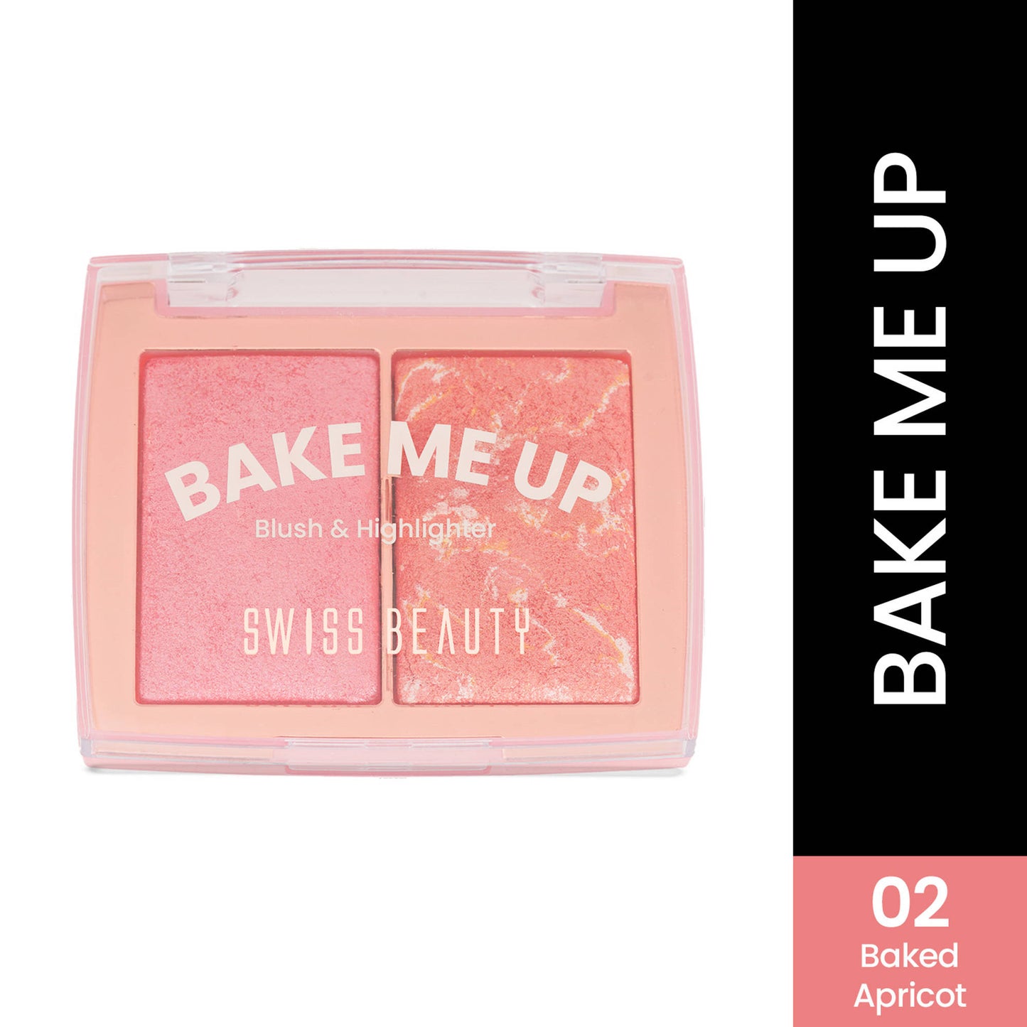 Swiss Beauty Bake Me Up Blush & Highlighter , 2-In-1 Baked Formula, Long-Lasting - Baked Apricot