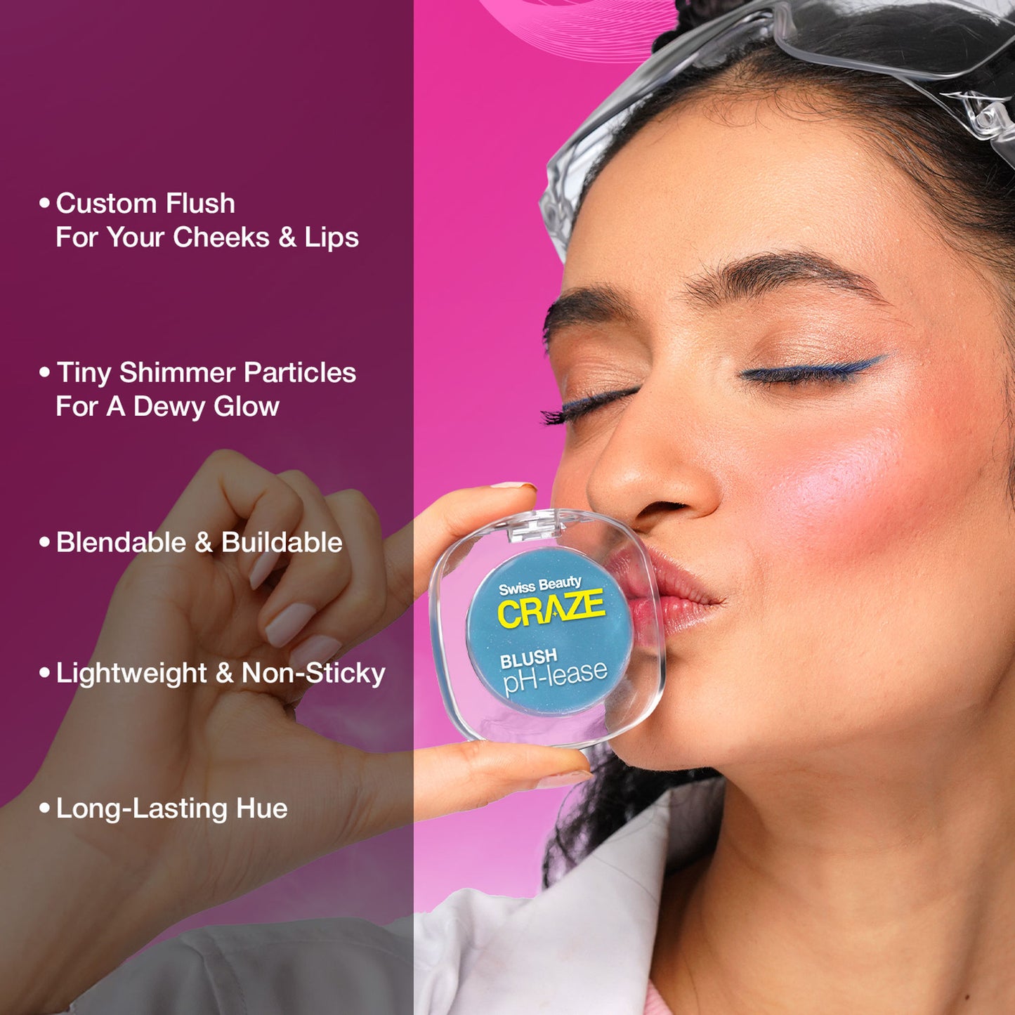 Swiss Beauty CRAZE Blush pH-Lease , Tiny Shimmer With Macadamia Oil & Olive Oil