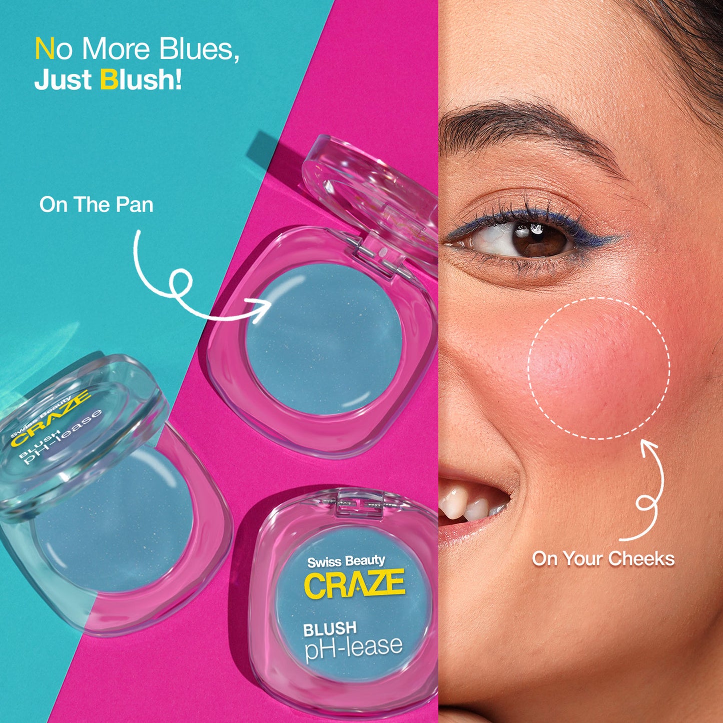 Swiss Beauty CRAZE Blush pH-Lease , Tiny Shimmer With Macadamia Oil & Olive Oil