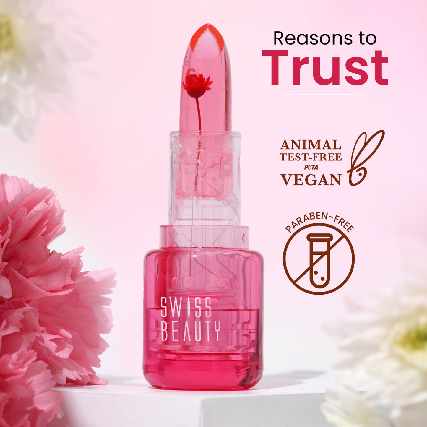 Swiss Beauty Jelly Bloom PH Lip Balm, Colour-Changing Tint, Hydrating With Vitamin E